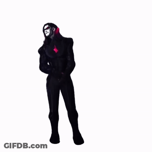 Black And Red Superhero With Diamond On Chest GIF