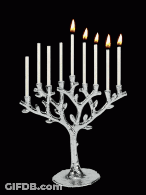 Black And Silver Candle Lighting Hanukkah GIF