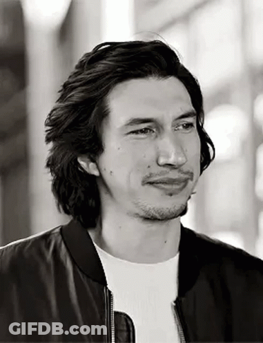 Black And White Adam Driver Leather Jacket White Shirt GIF