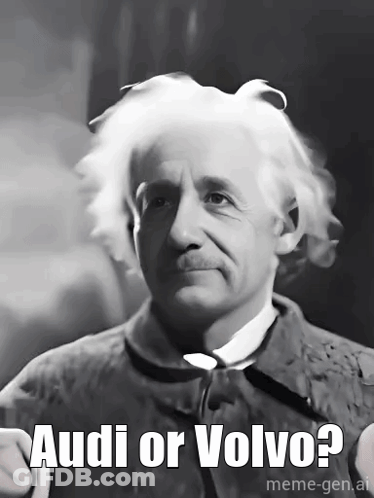 Black And White Albert Einstein Audi Or Volvo GIF