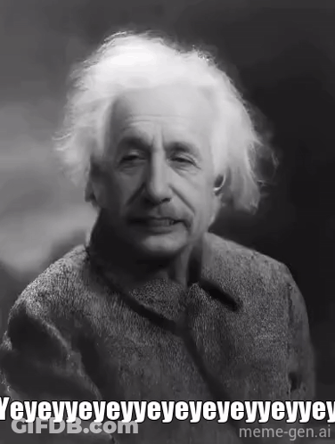 Black And White Albert Einstein Saying Yeey GIF