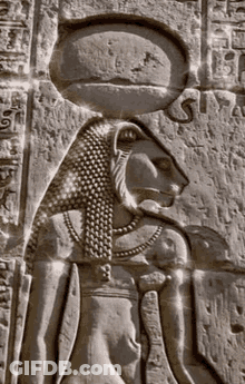 Black And White Ancient Egyptian Lion Statue GIF