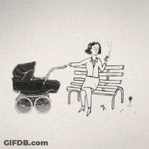 Black And White Animated Mother Smokin GIF