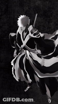 Black And White Anime Character With Sword GIF