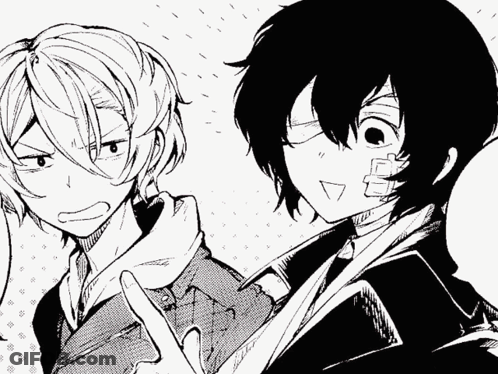 Black And White Anime Characters Peace Sign GIF