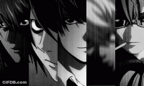 Black And White Anime Collage Man Smoking GIF