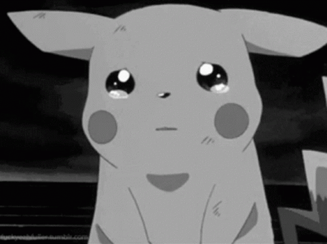 Black And White Anime Crying Pikachu Pokemon GIF