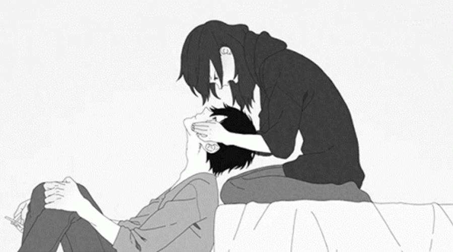 Black And White Anime Cuddle GIF