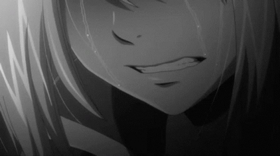 Black And White Anime Girl Crying Tears GIF