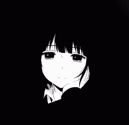 Black And White Anime Girl Shocked Smile Reaction GIF