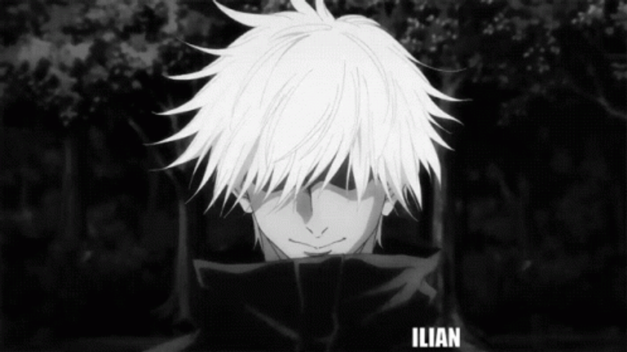 Black And White Anime Gojo Satoru Eye Reveal GIF
