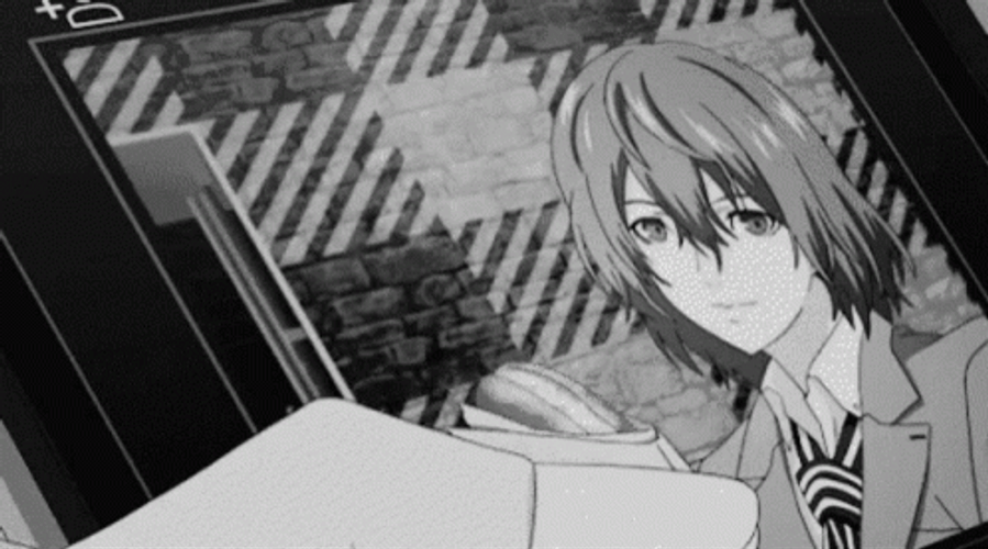 Black And White Anime Persona Goro Akechi Scroll GIF