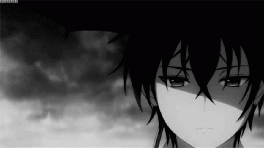 Black And White Anime Rain Rentaro Satomi Black GIF