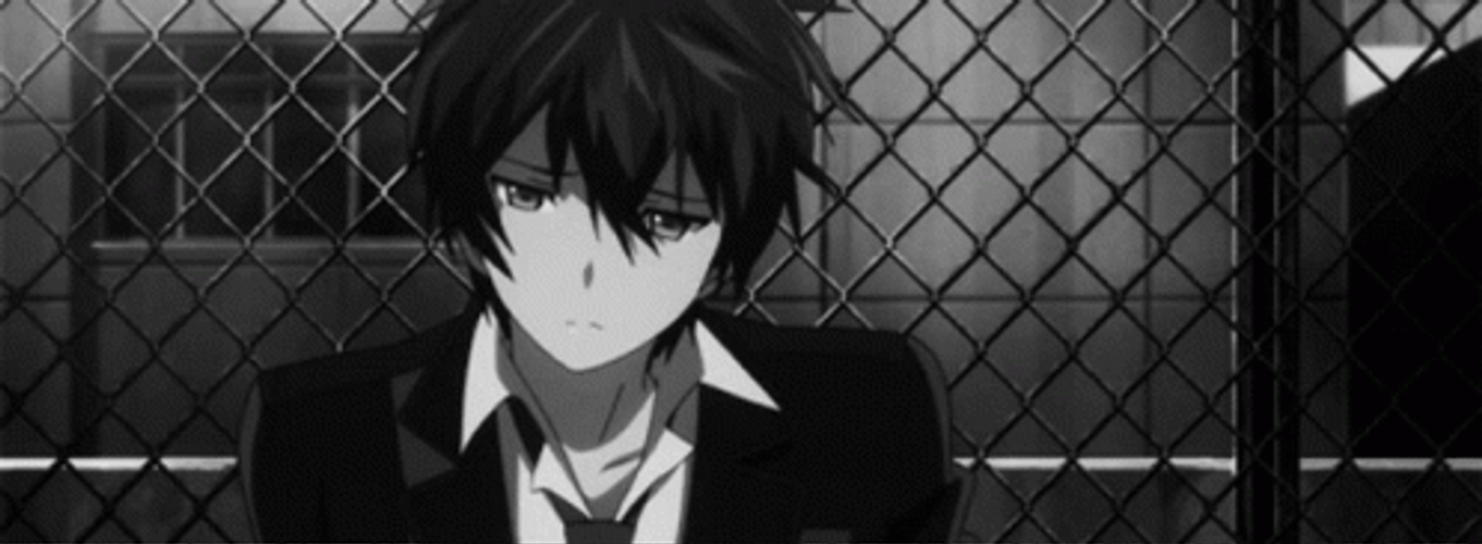 Black And White Anime Sad Thinking Black Bullet GIF