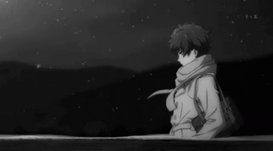 Black And White Anime Snow Hotaro Oreki Hyouka GIF