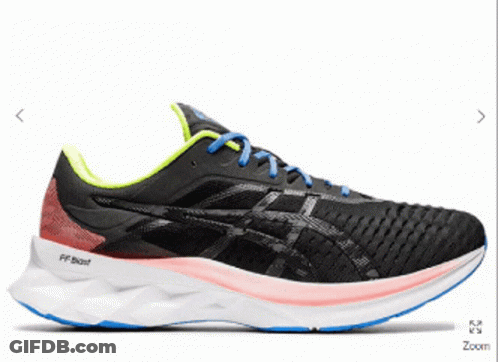 Black And White Asics Running Shoes With Blue Sole GIF