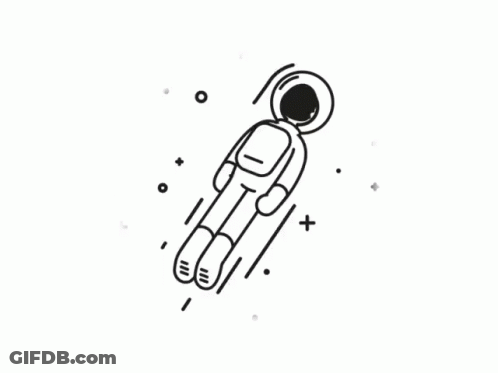 Black And White Astronaut Flying Through Space GIF