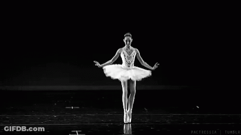 Black And White Ballerina In Tutu And Pointe Shoes GIF