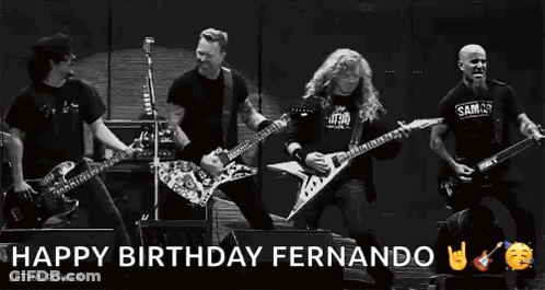 Black And White Band Playing Guitars Happy Birthday Fernando GIF