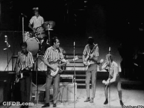 Black And White Band Playing On Stage GIF