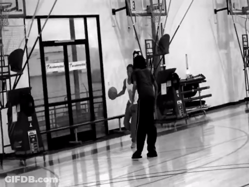 Black And White Basketball Court With Number 3 GIF