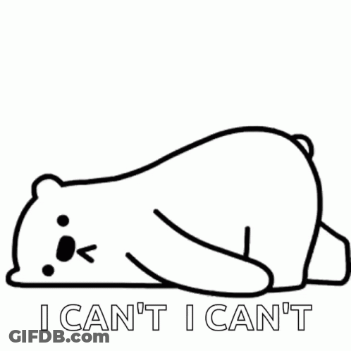 Black And White Bear Laying Down Saying I Can't I Can't GIF