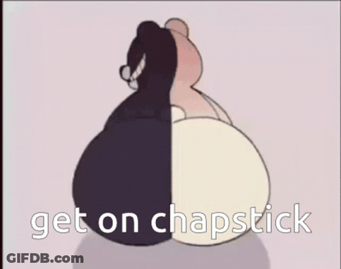 Black And White Bear Saying Get On Chapstick GIF