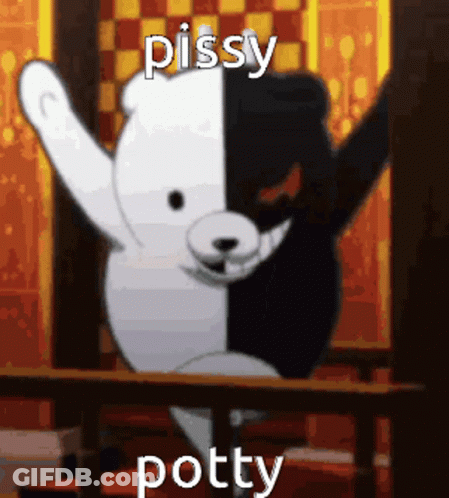 Black And White Bear Saying Pissy Potty GIF