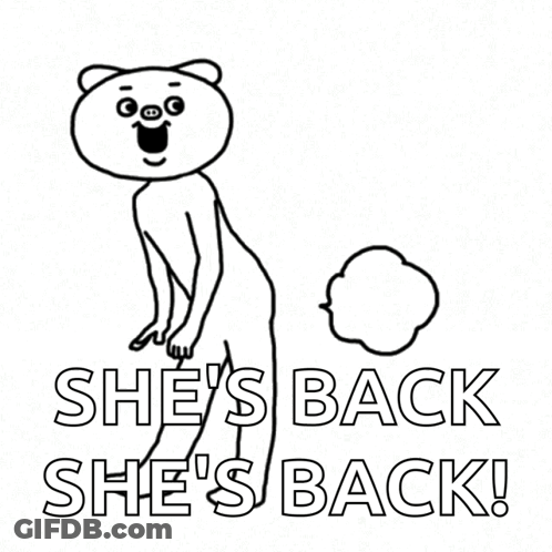Black And White Bear Saying She's Back GIF