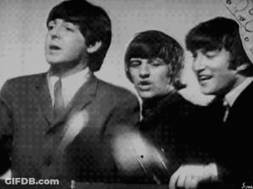 Black And White Beatles Singing GIF