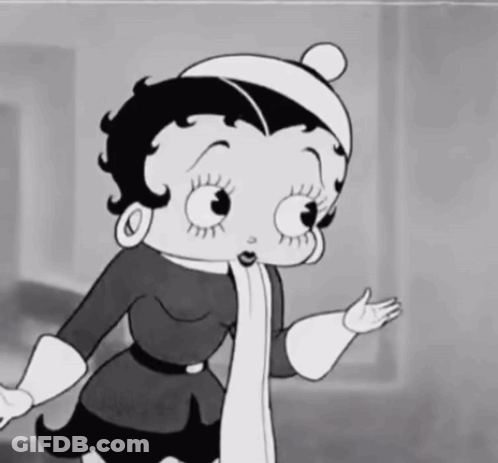 Black And White Betty Boop In Scarf And Hat GIF