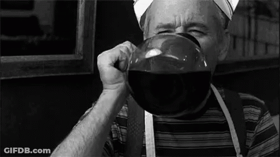 Black And White Bill Murray Drinking Coffee GIF