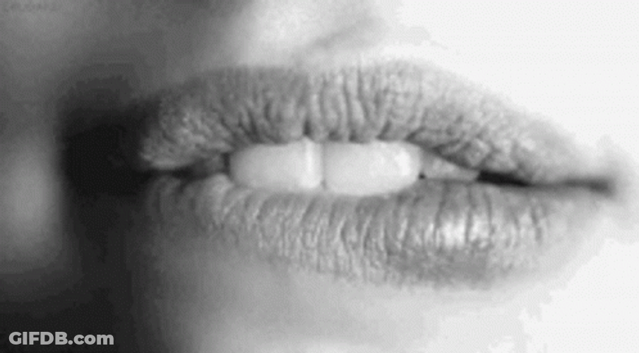 Black And White Biting Lips GIF