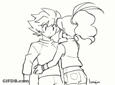 Black And White Boy And Girl Hugging GIF