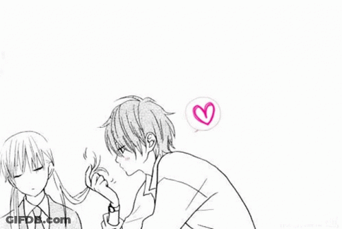 Black And White Boy And Girl With Heart GIF