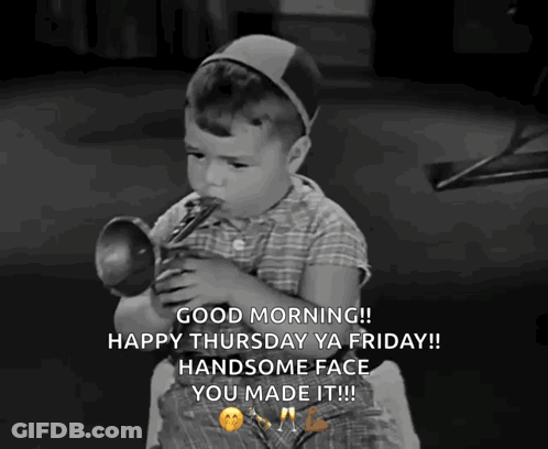 Black And White Boy Blowing Horn Good Morning GIF