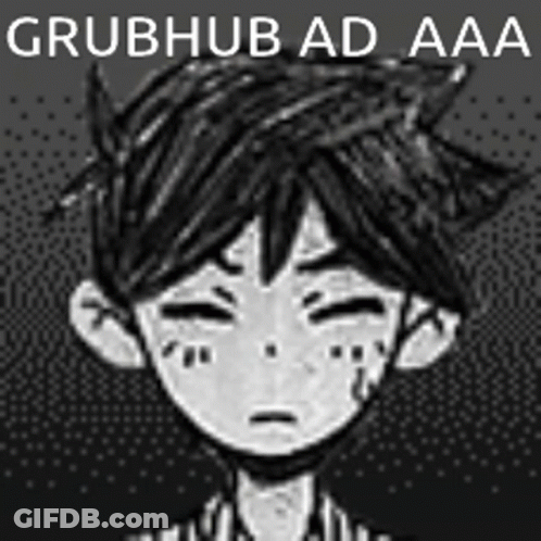 Black And White Boy Eyes Closed Grubhub Ad Aaa GIF