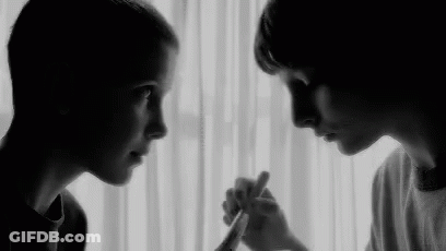 Black And White Boy Girl Eye Contact GIF