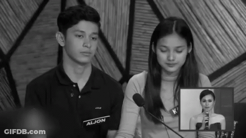 Black And White Boy Girl With Aljon Shirt GIF