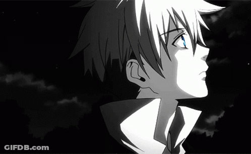 Black And White Boy With Blue Eye GIF