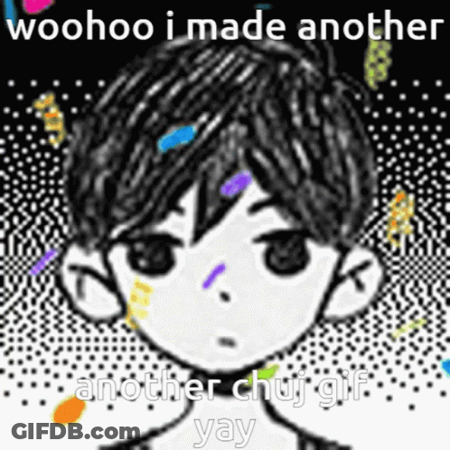 Black And White Boy With Rainbow Hair GIF