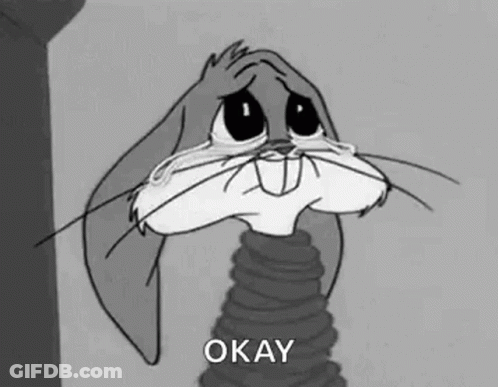 Black And White Bugs Bunny Crying GIF