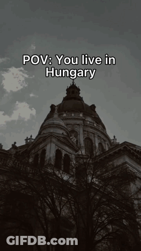 Black And White Building With Hungary GIF