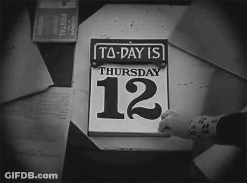 Black And White Calendar Saying Today Is Thursday 12 GIF