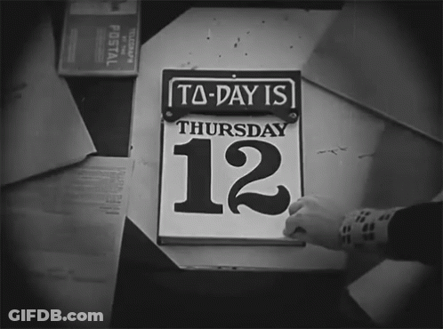 Black And White Calendar Today Is Thursday 12 GIF