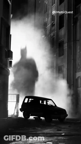Black And White Car With Batman Silhouette Meta Quest GIF