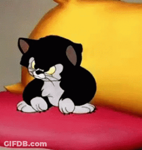 Black And White Cartoon Cat Sitting GIF