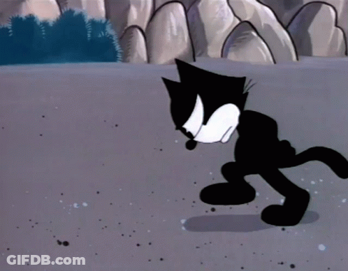 Black And White Cartoon Cat Standing GIF