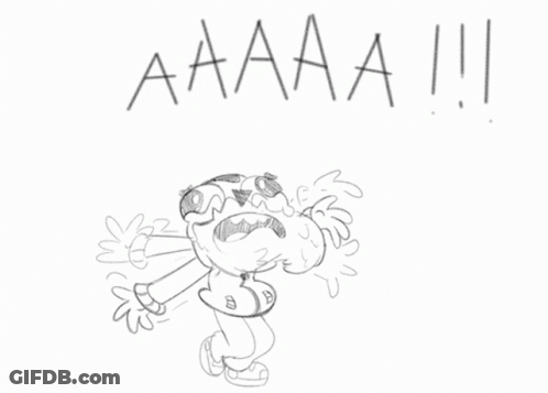 Black And White Cartoon Character Crying Saying Aaaa GIF