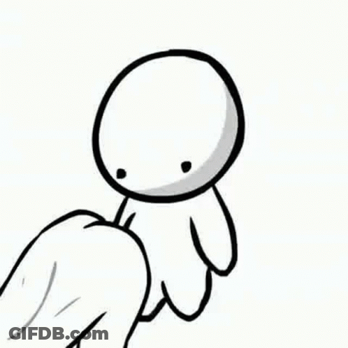 Black And White Cartoon Character Holding Balloon GIF